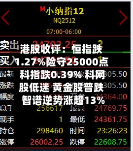 港股收评：恒指跌1.27%险守25000点 科指跌0.39% 科网股低迷 黄金股普跌 智谱逆势涨超13%-第3张图片