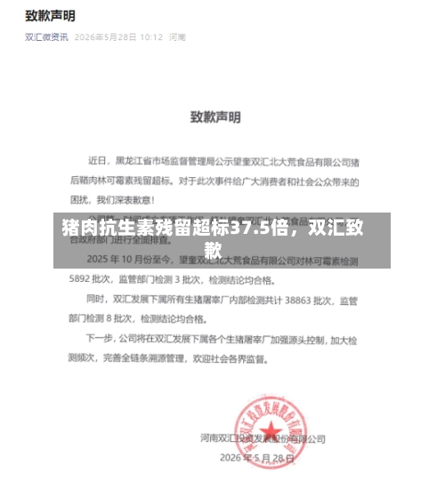 猪肉抗生素残留超标37.5倍，双汇致歉-第2张图片