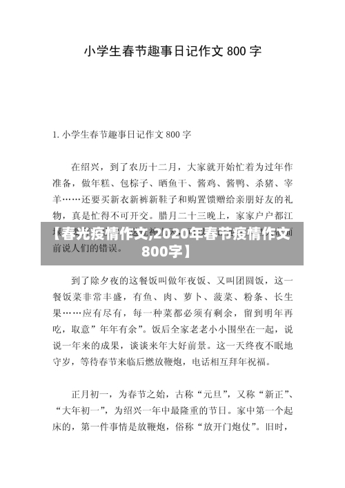 【春光疫情作文,2020年春节疫情作文800字】-第2张图片